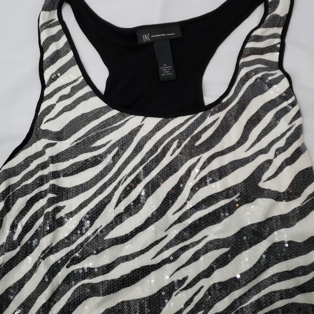 Sparkly Sequin Zebra Print Tank Top. - image 3